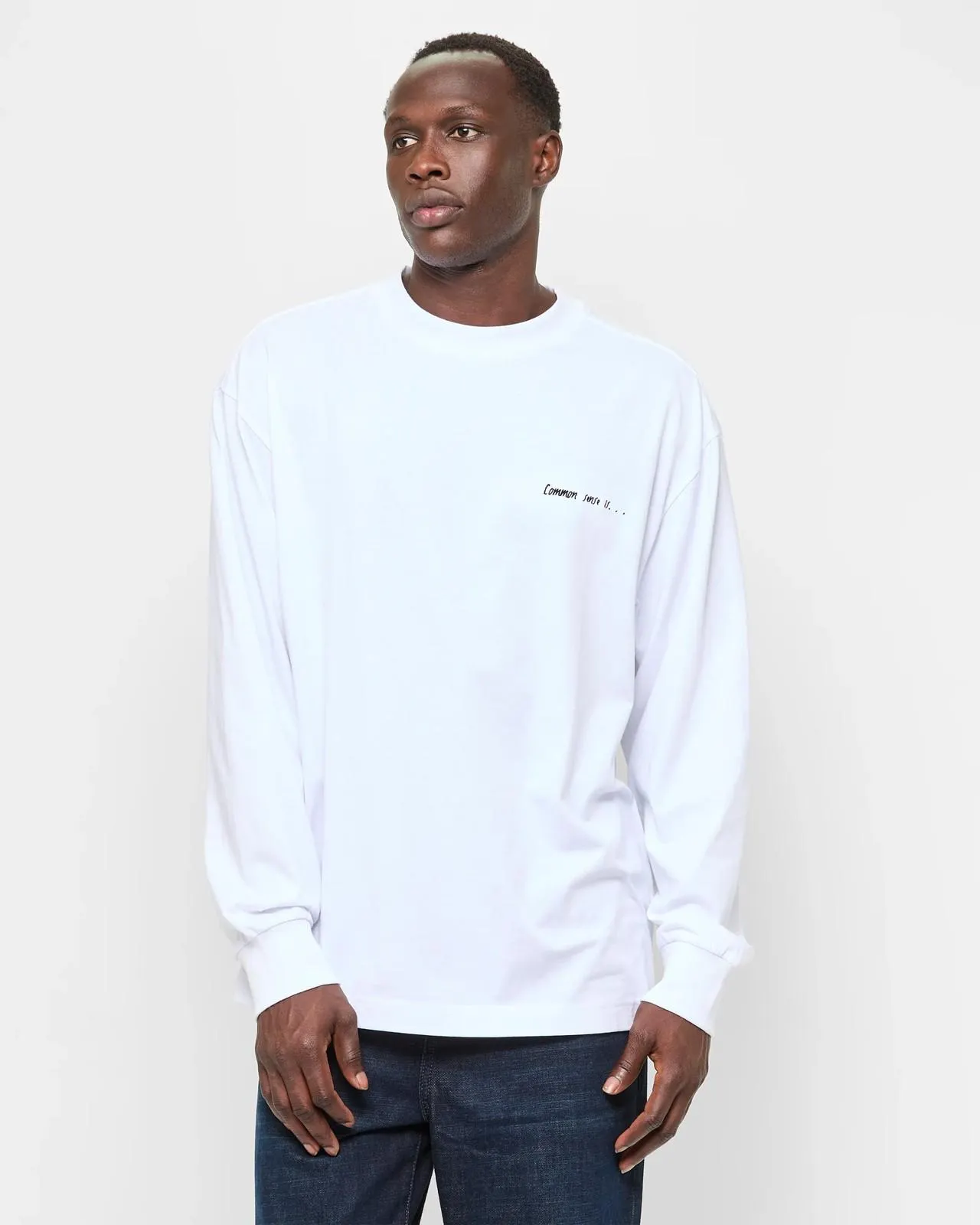 Australian Cotton Long Sleeve Graphic T-Shirt - Commons - White