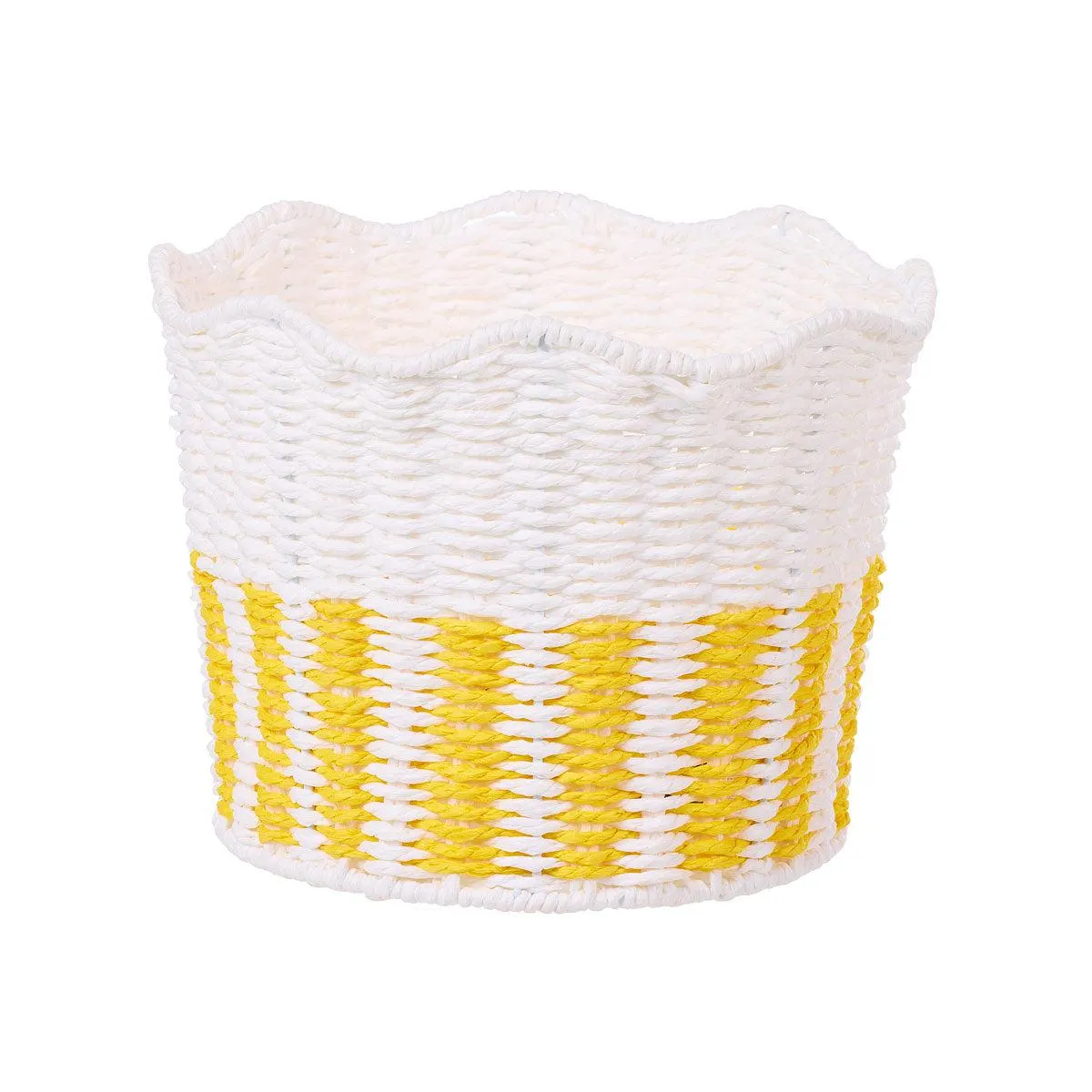 Scalloped Round Basket Yellow
