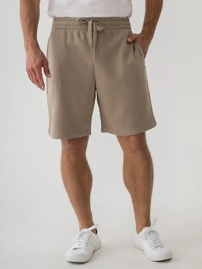 Taupe Wash Elastic Waist Fleece Shorts