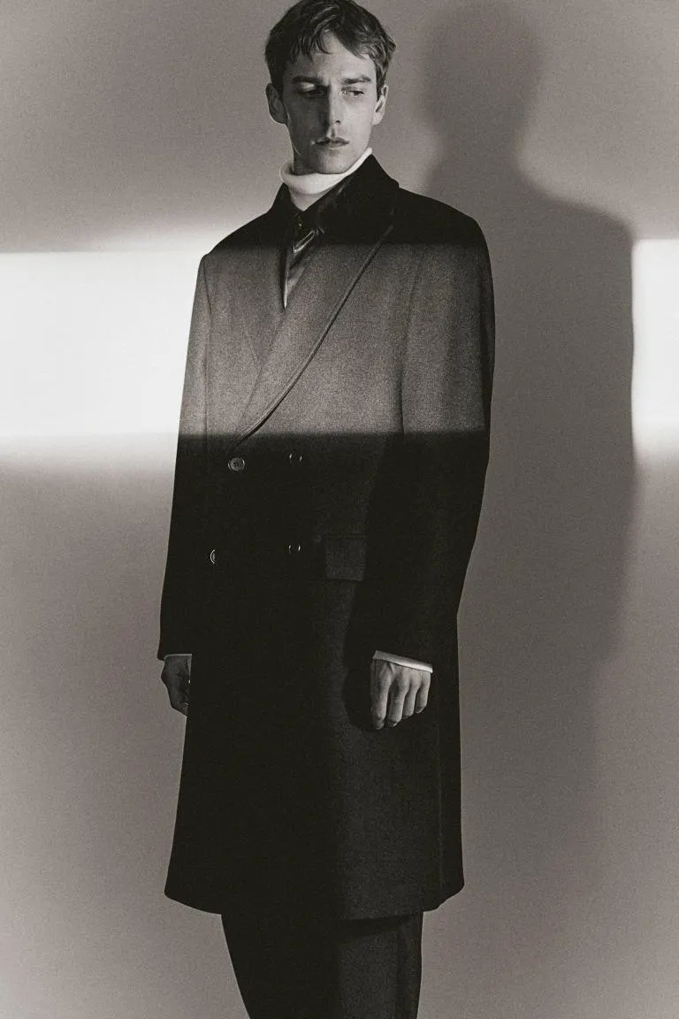 Double Breasted Wool Blend Coat