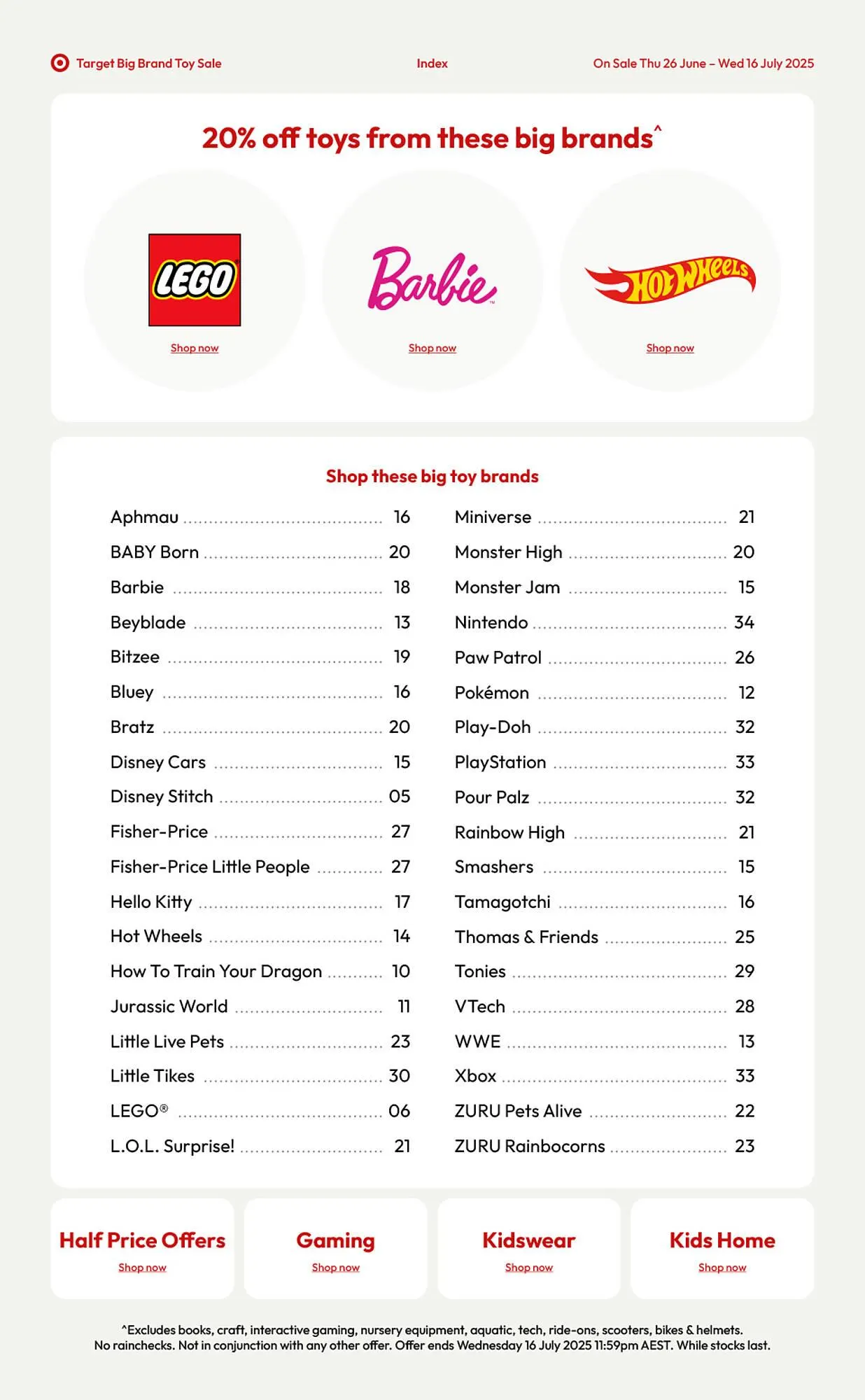 Target catalogue - 1