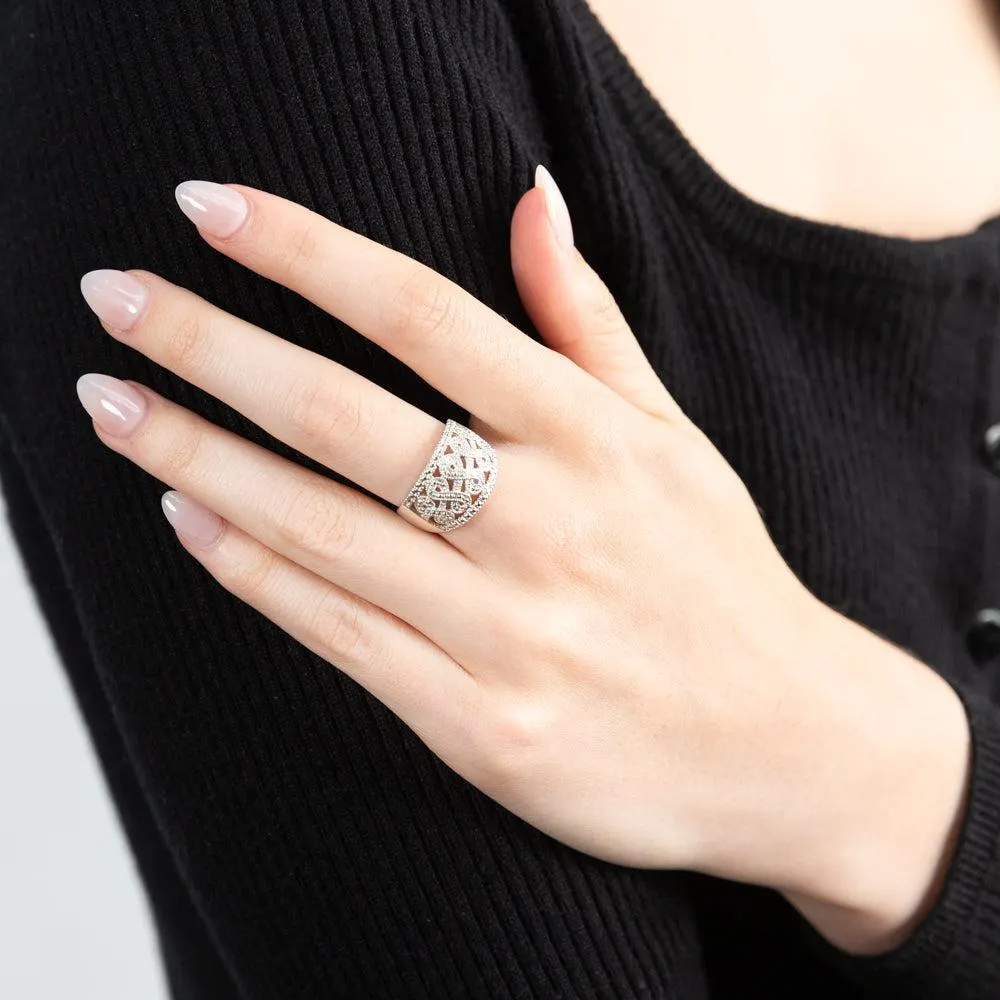 Sterling Silver Infinity Diamond Ring with 1 Brilliant Cut Diamond