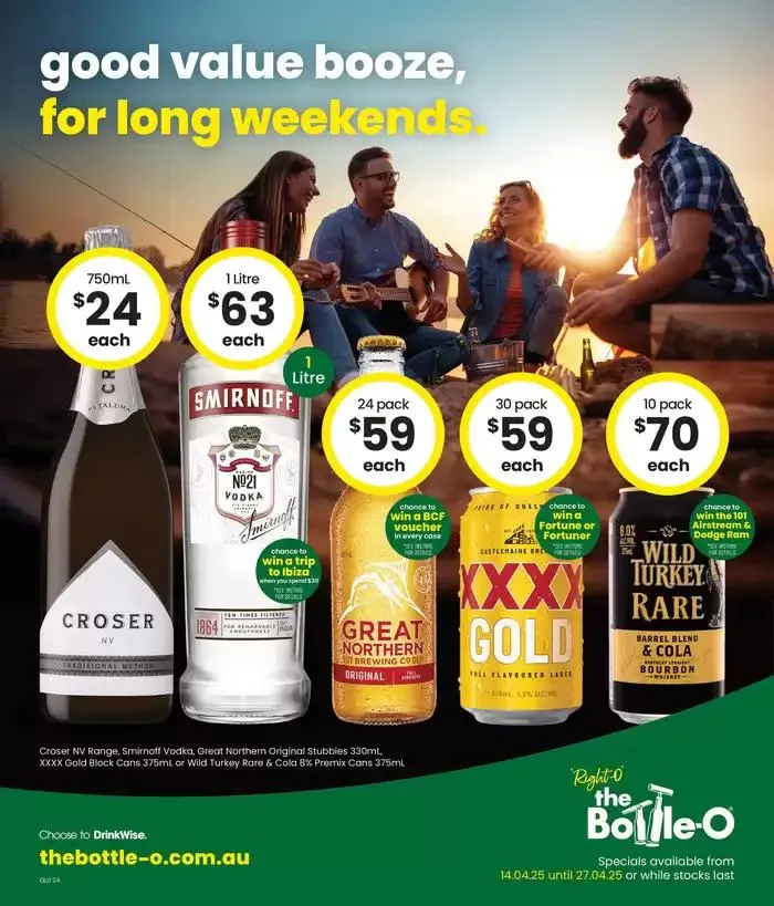 Good Value Booze, For Long Weekends. - Catalogue valid from 14 April to 27 April 2025 - page 1