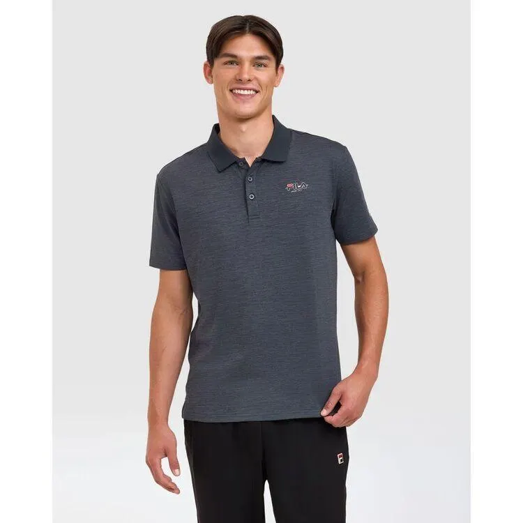 FILA Men's Eli Short Sleeve Quick Dry Polo Black