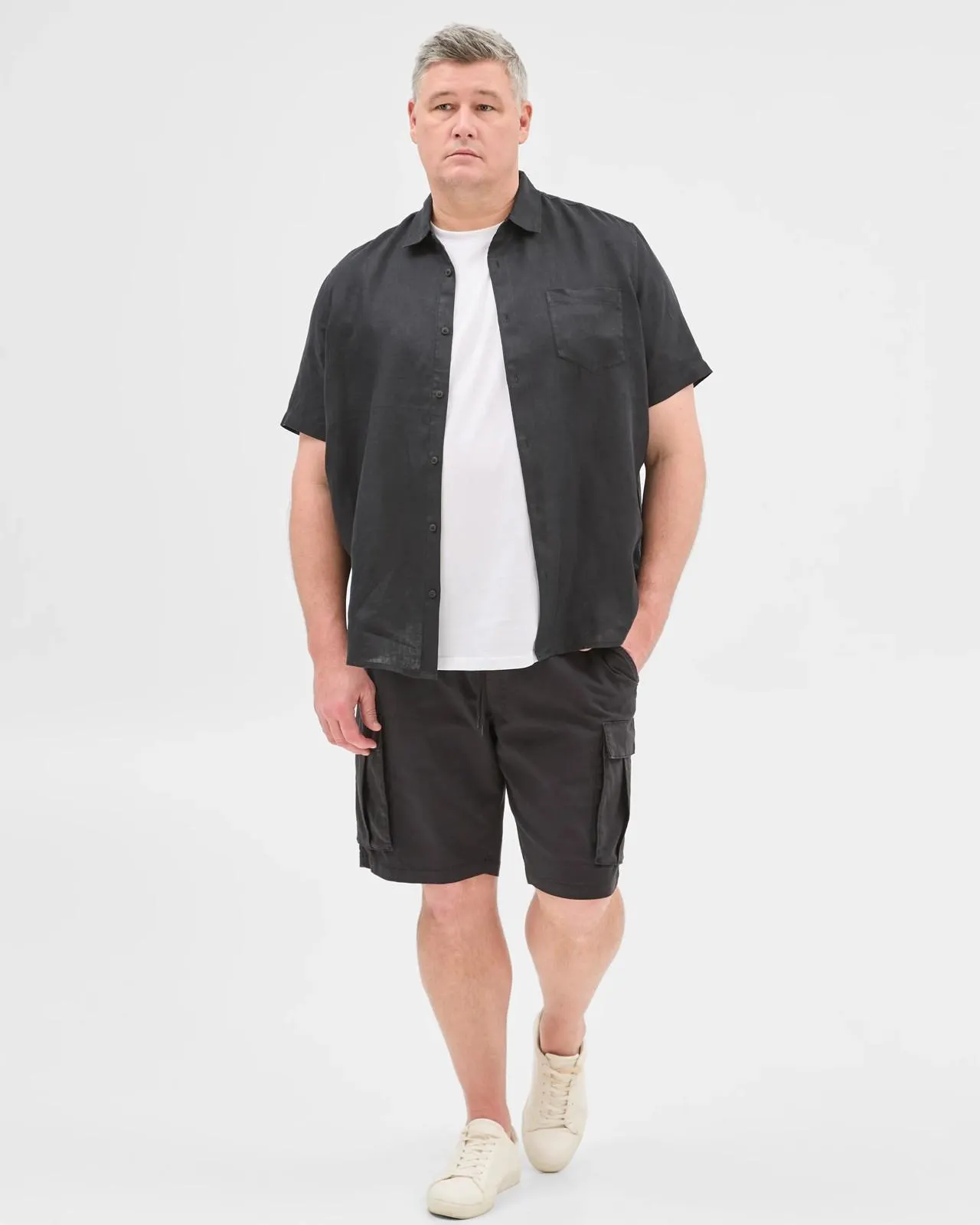 Plus Size Australian Cotton Rich Cargo Shorts - Black