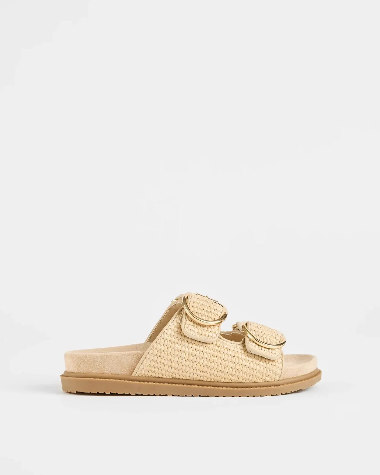 Womens Textured Strap Moulded Sandal - Talia - Natural