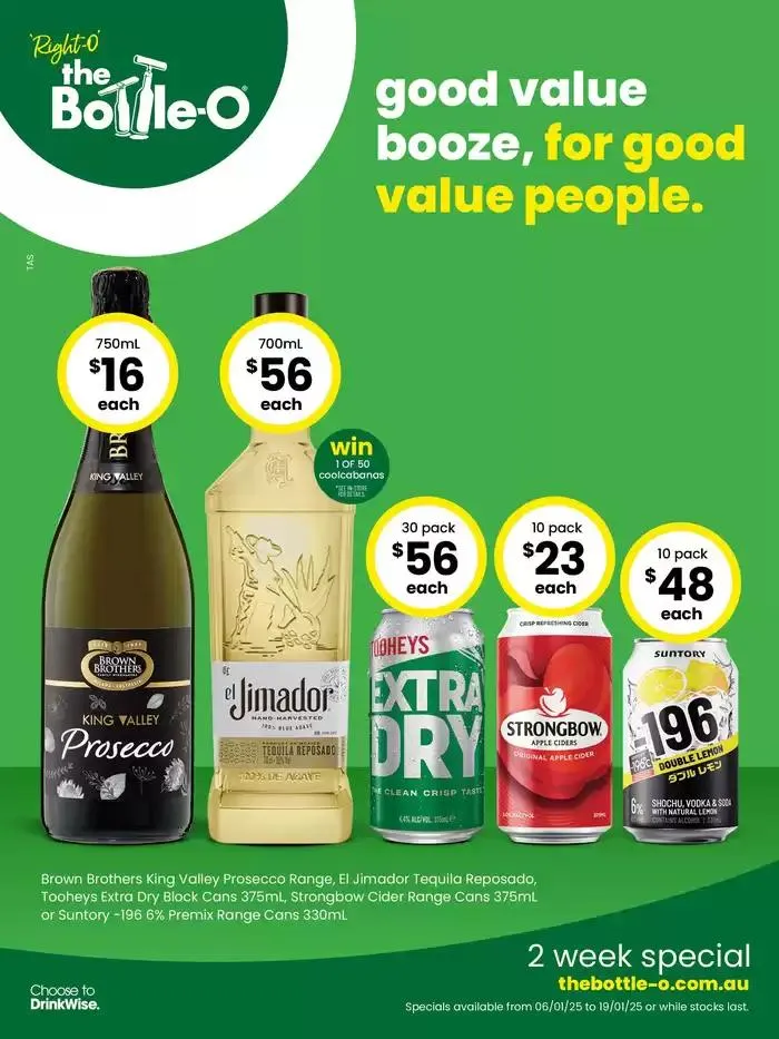 Good Value Booze, For Good Value People 06/01 - Catalogue valid from 6 January to 19 January 2025 - page 1