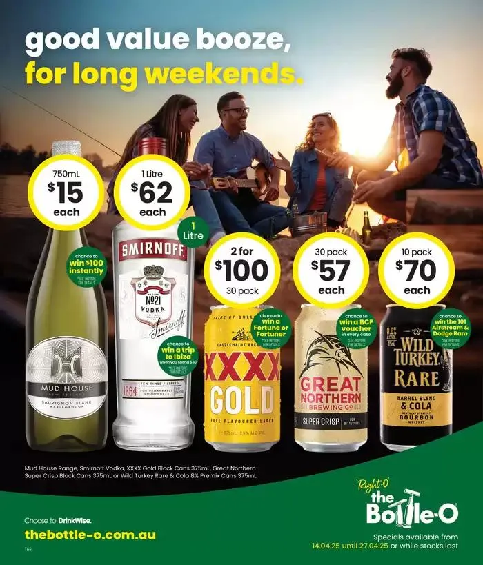 Good Value Booze, For Long Weekends. - Catalogue valid from 14 April to 27 April 2025 - page 1