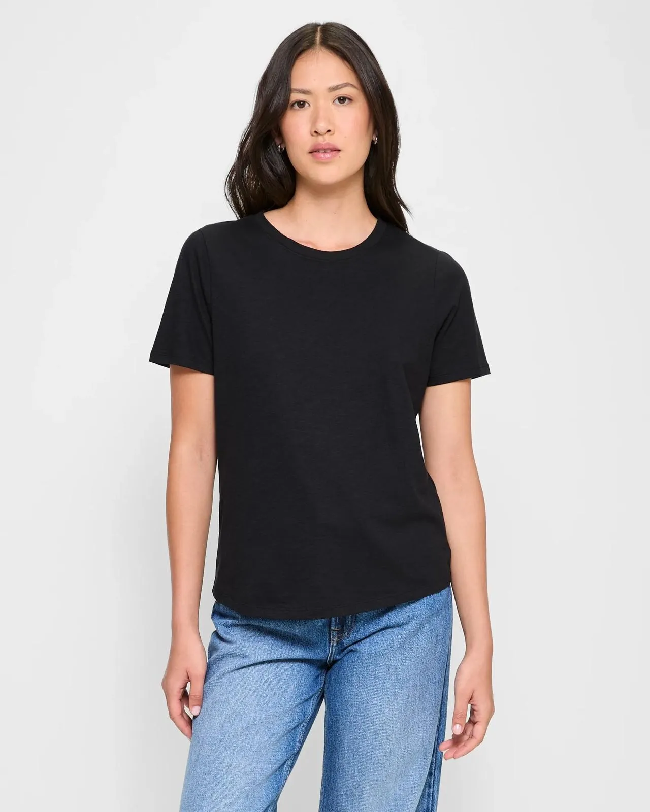 Australian Cotton Slub Crew Neck T-Shirt - Black