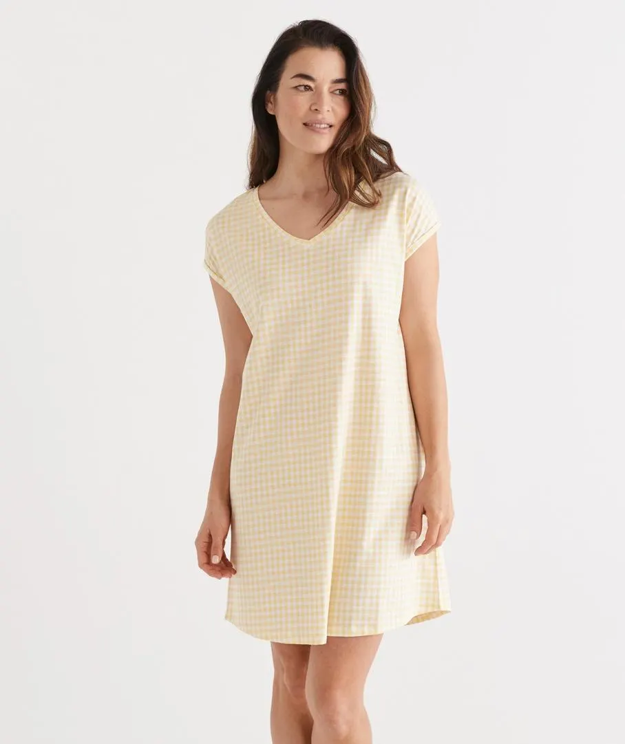 Australian Cotton Gingham V-neck Nightie