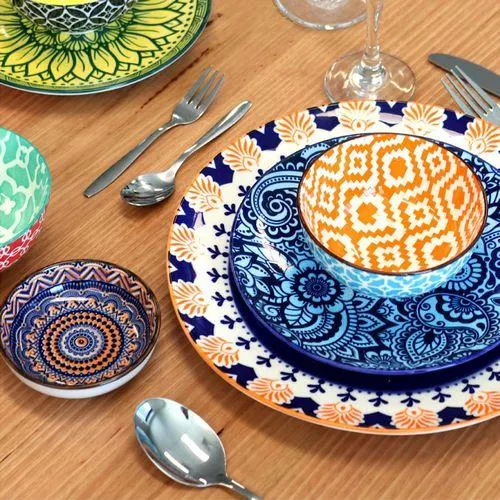 Moroccan Deco Ceramic Side Plate 19cm 4 Asst