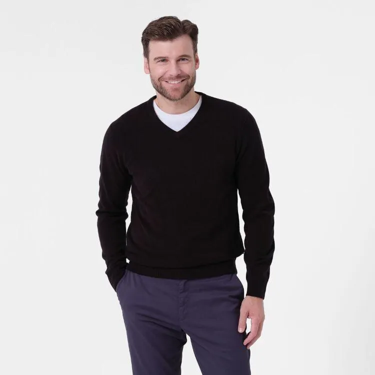 JC Lanyon Essentials Men's Mardon V Neck Soft Touch Knit Black