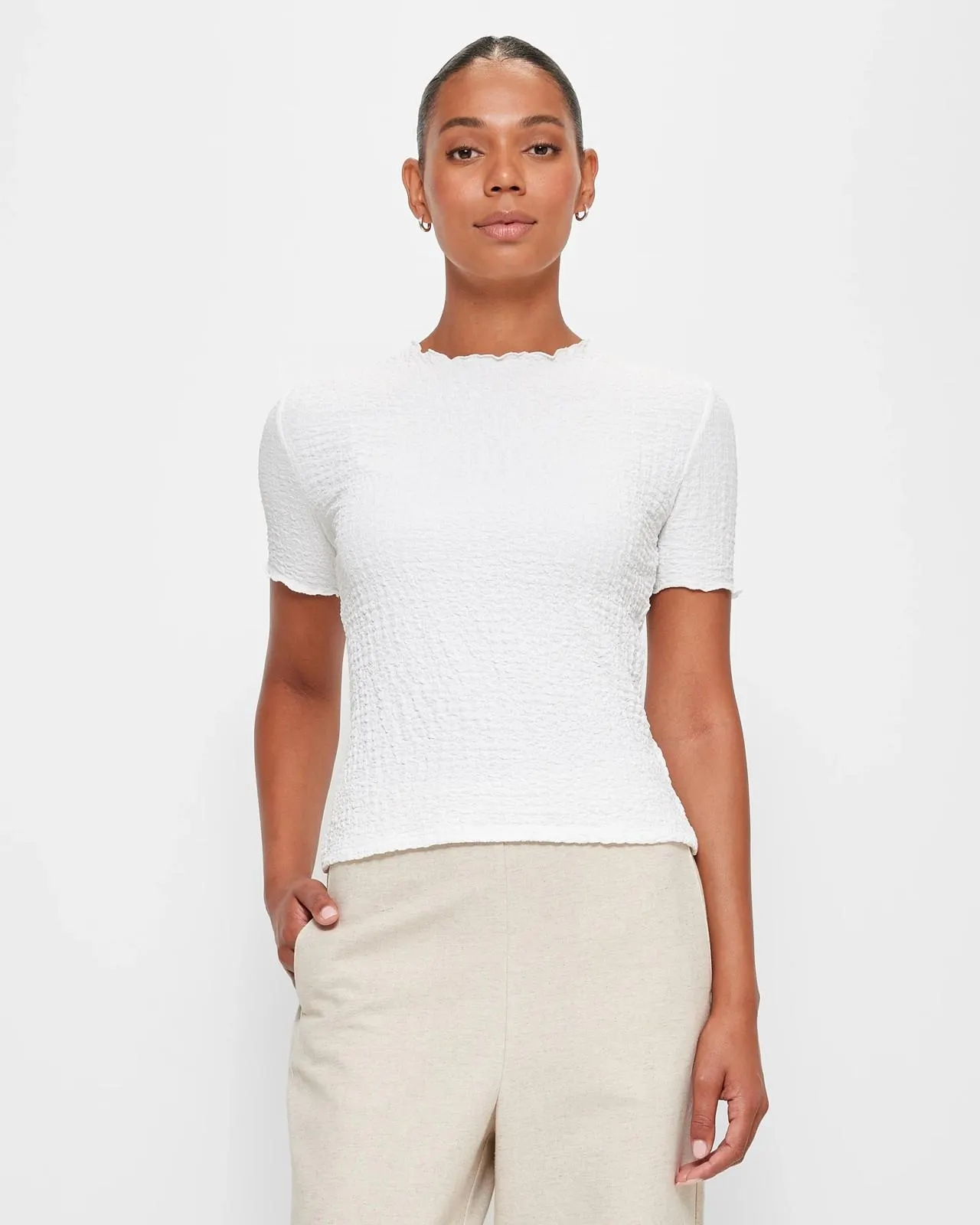 Smock Textured Crew T-Shirt - Preview