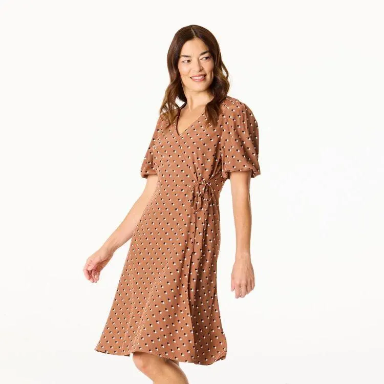 Khoko Smart Women's Shadow Spot Dress Tan