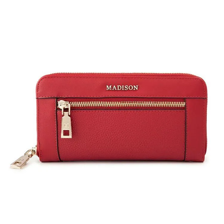 Madison Women's Abigail Ziparound Clutch Wallet Red