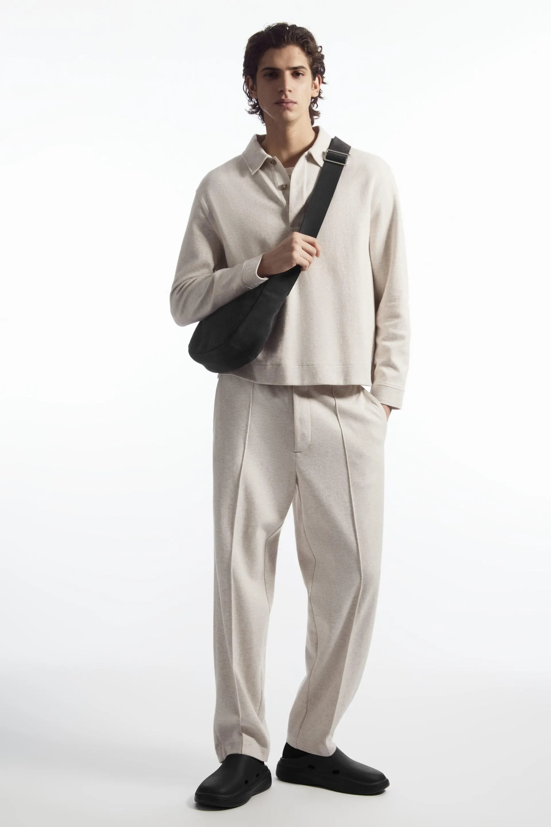 PINTUCKED PULL-ON JERSEY PANTS
