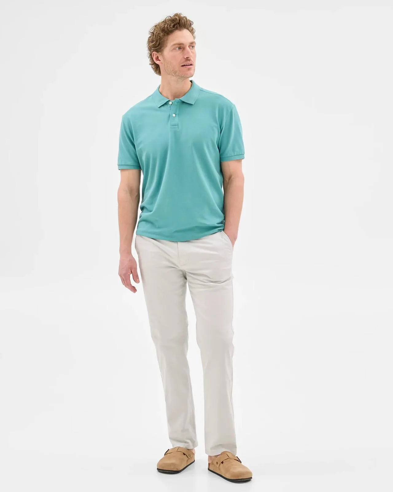 Australian Cotton Rich Straight Chino Pants - Light Grey
