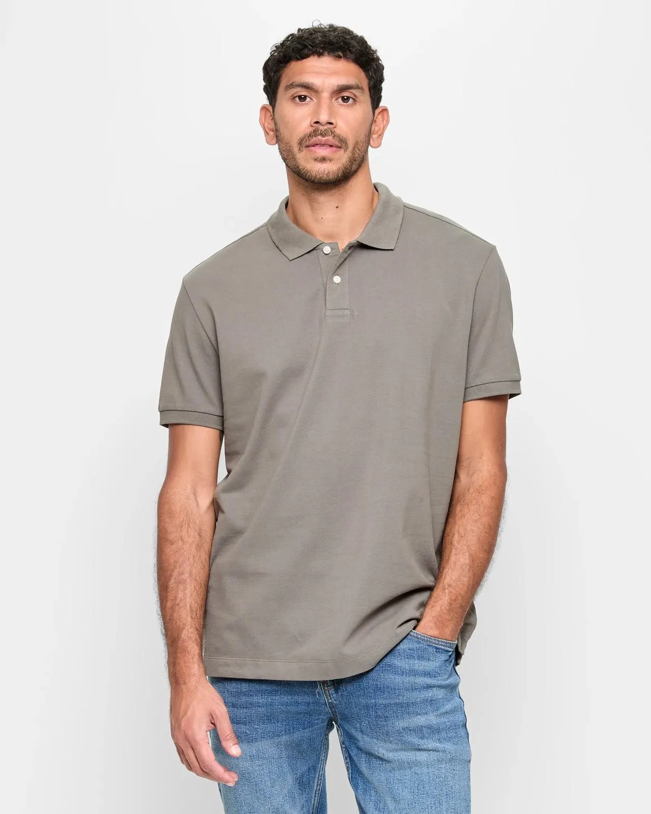 Australian Cotton Pique Polo Top - Gunmetal