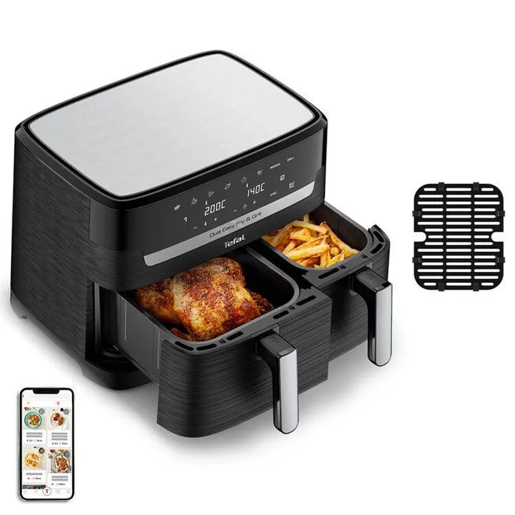 Tefal Dual Easy Fry & Grill Precision XXL Air Fryer Blk & Stainless 8.3L