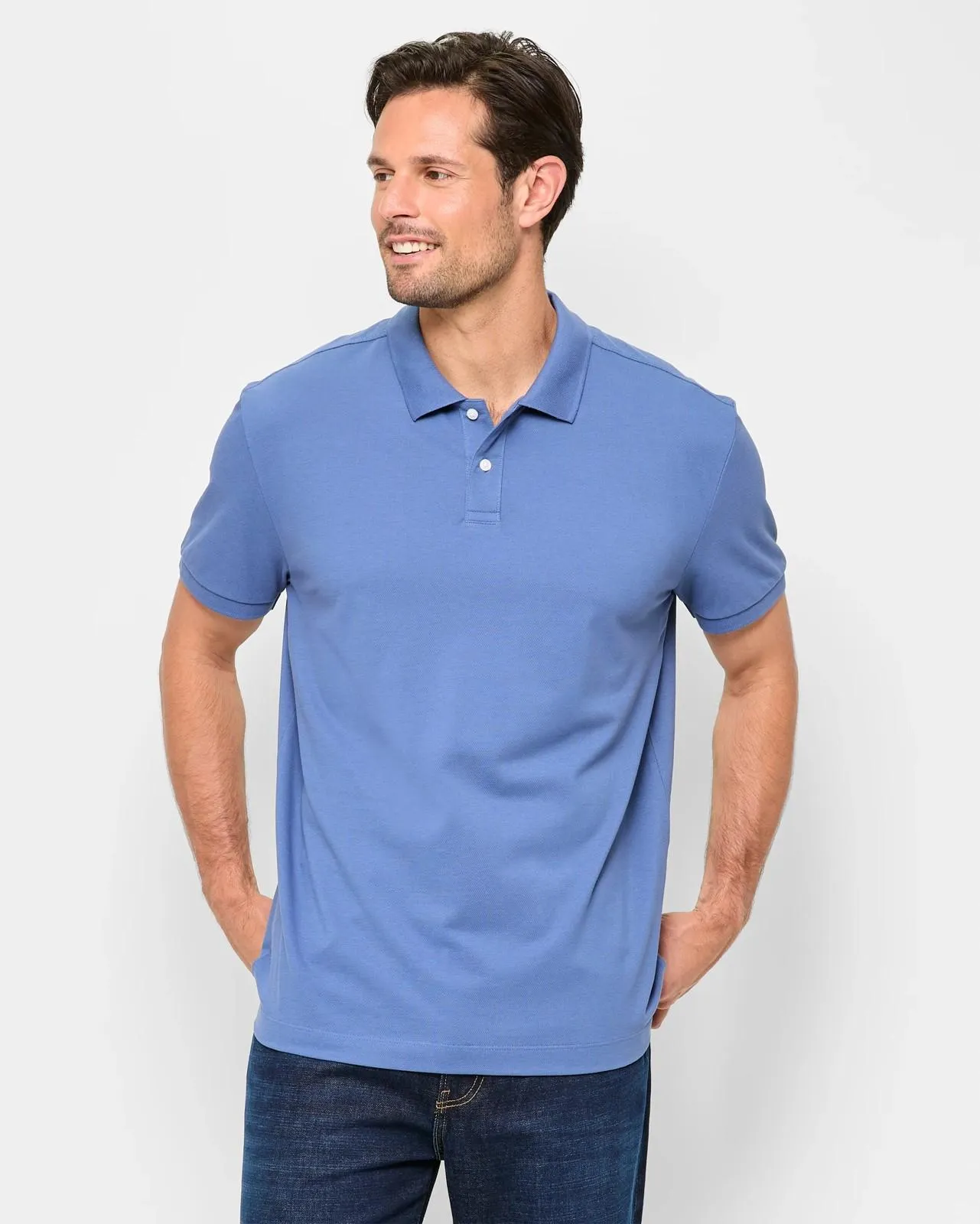 Australian Cotton Pique Polo Top - Blue