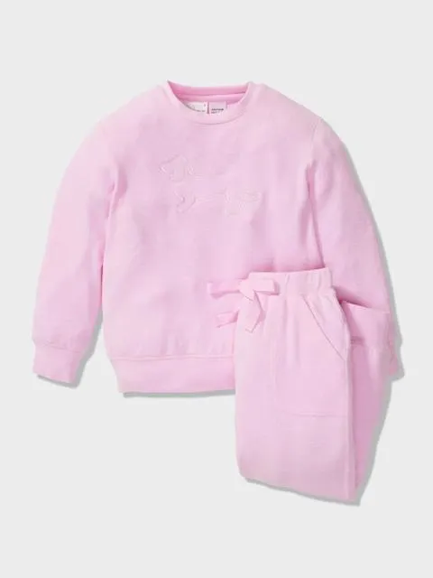 Jnr Girls Pink Cosy Plush Pj Set