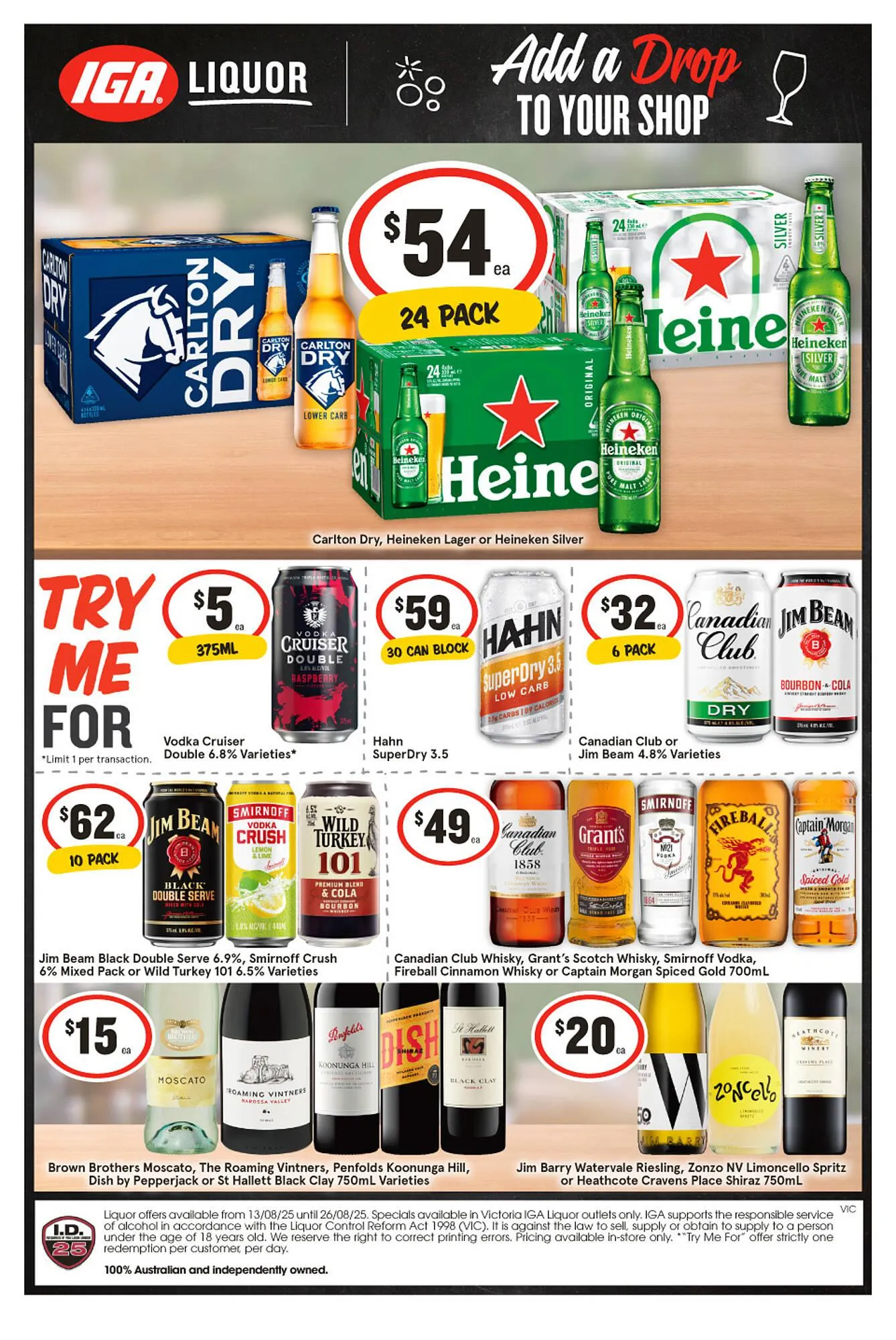 IGA Liquor catalogue - Catalogue valid from 13 August to 26 August 2025 - page 1