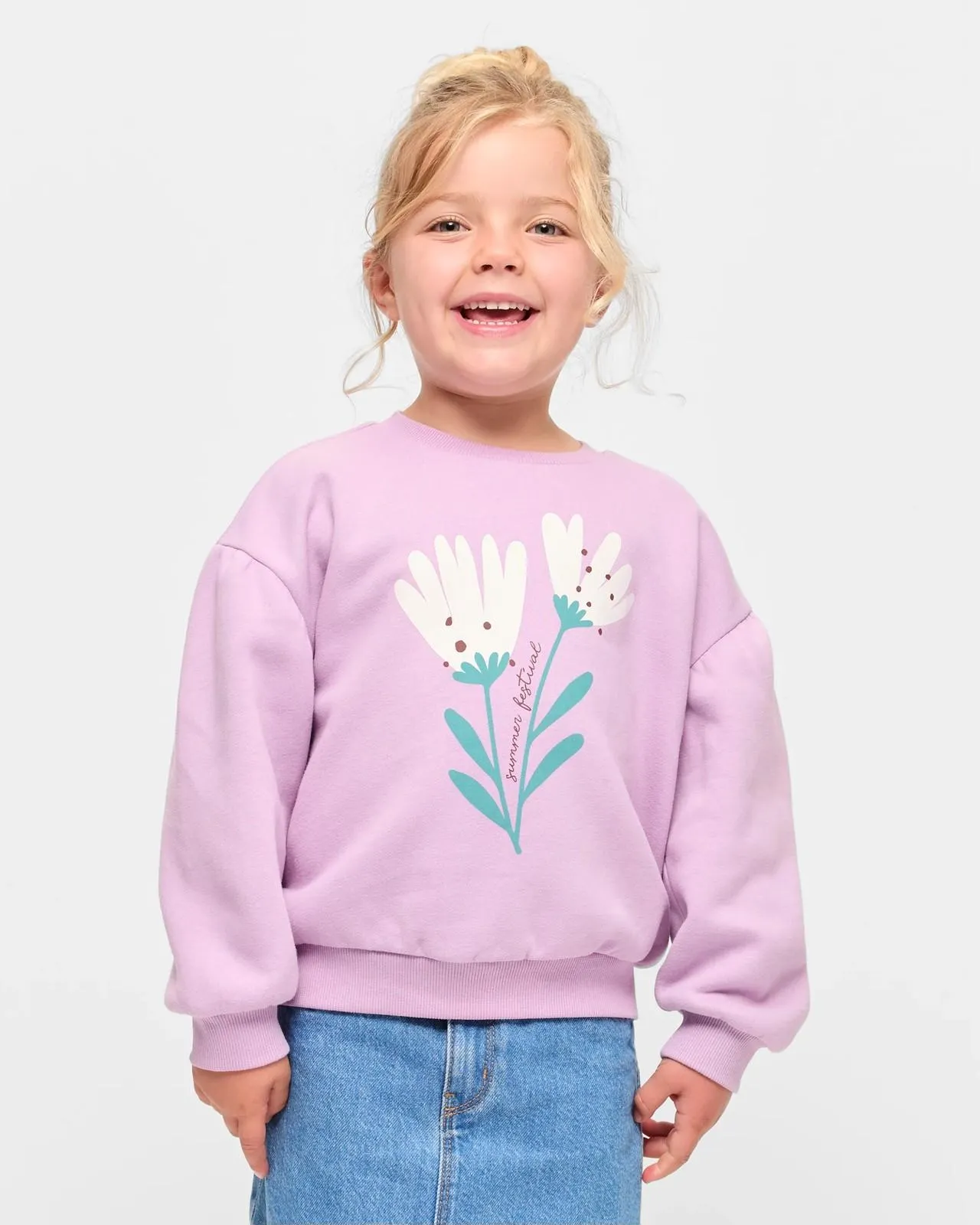 Oversize Fleece Jumper - Purple Flower