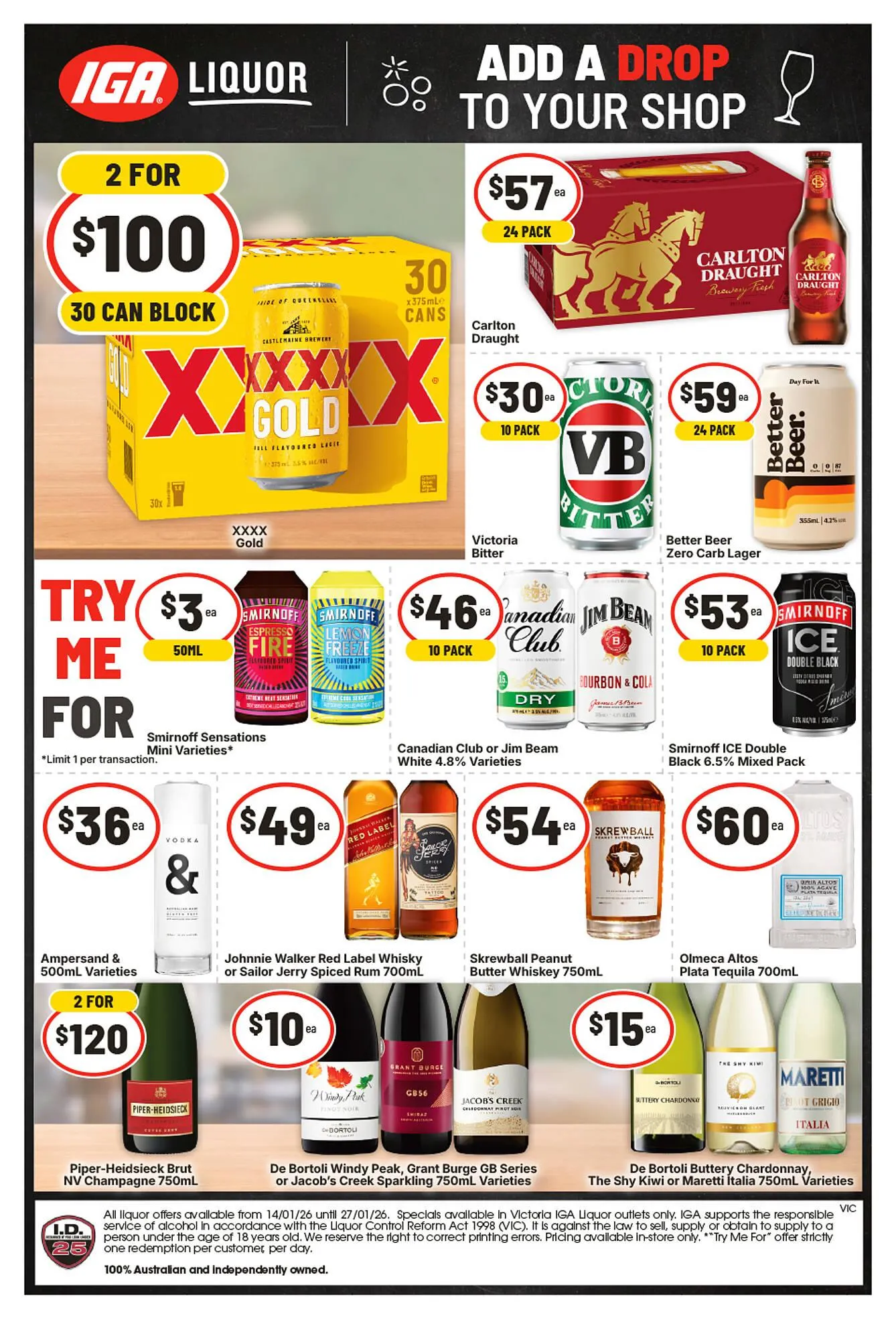 IGA Liquor catalogue - Catalogue valid from 14 January to 20 January 2026 - page 1