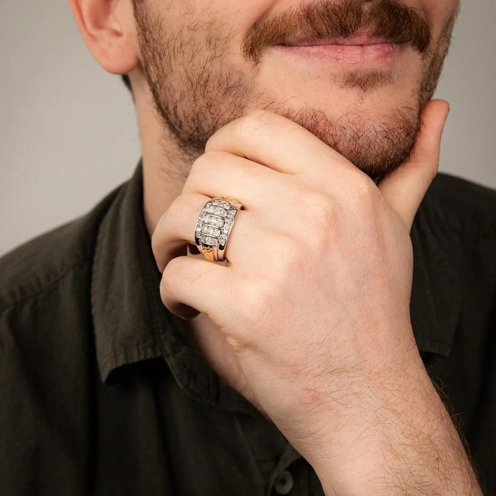 1.5 Carat Diamond Gents Ring in 10ct Yellow & White Gold