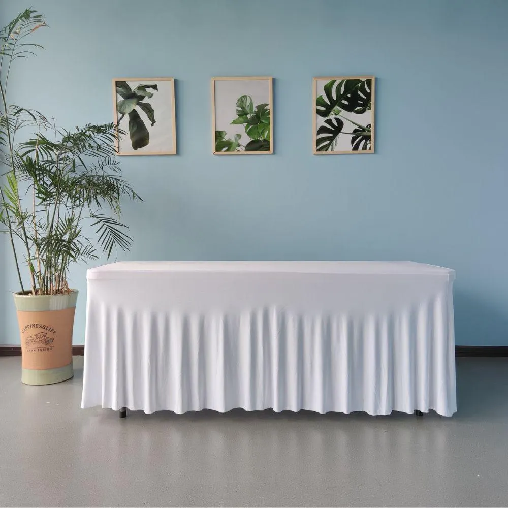 Table Cover Skirting Rectangle 2.4m Spandex White Ea