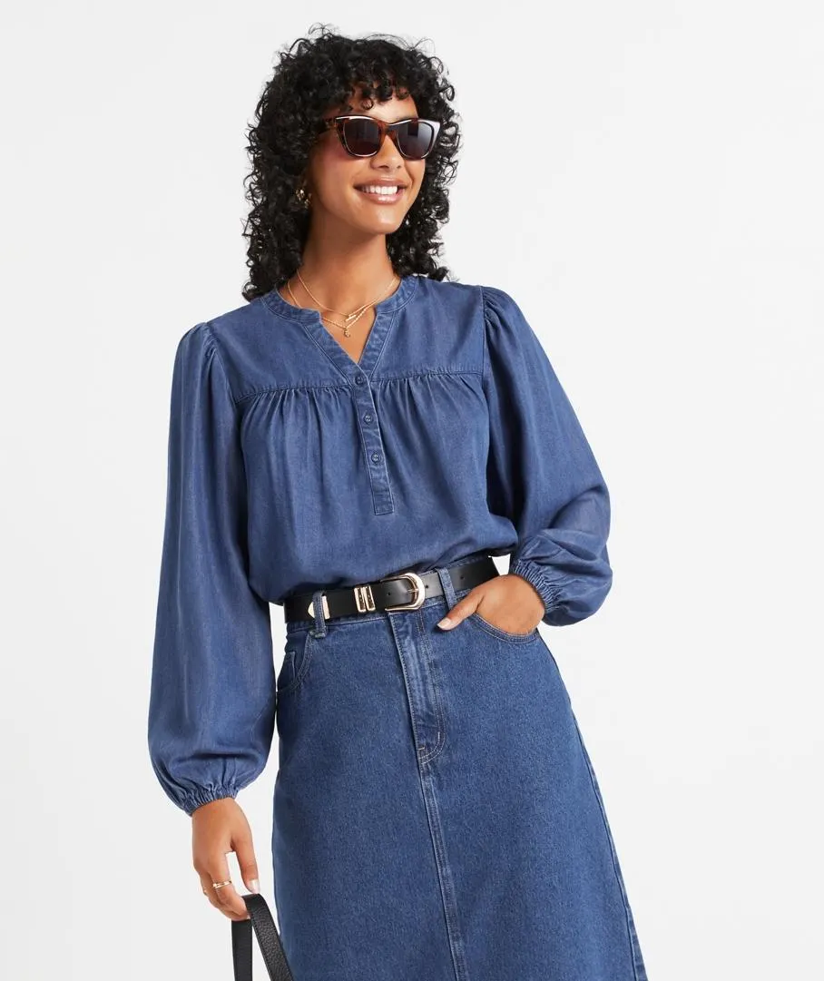 ALYSON CHAMBRAY BLOUSE