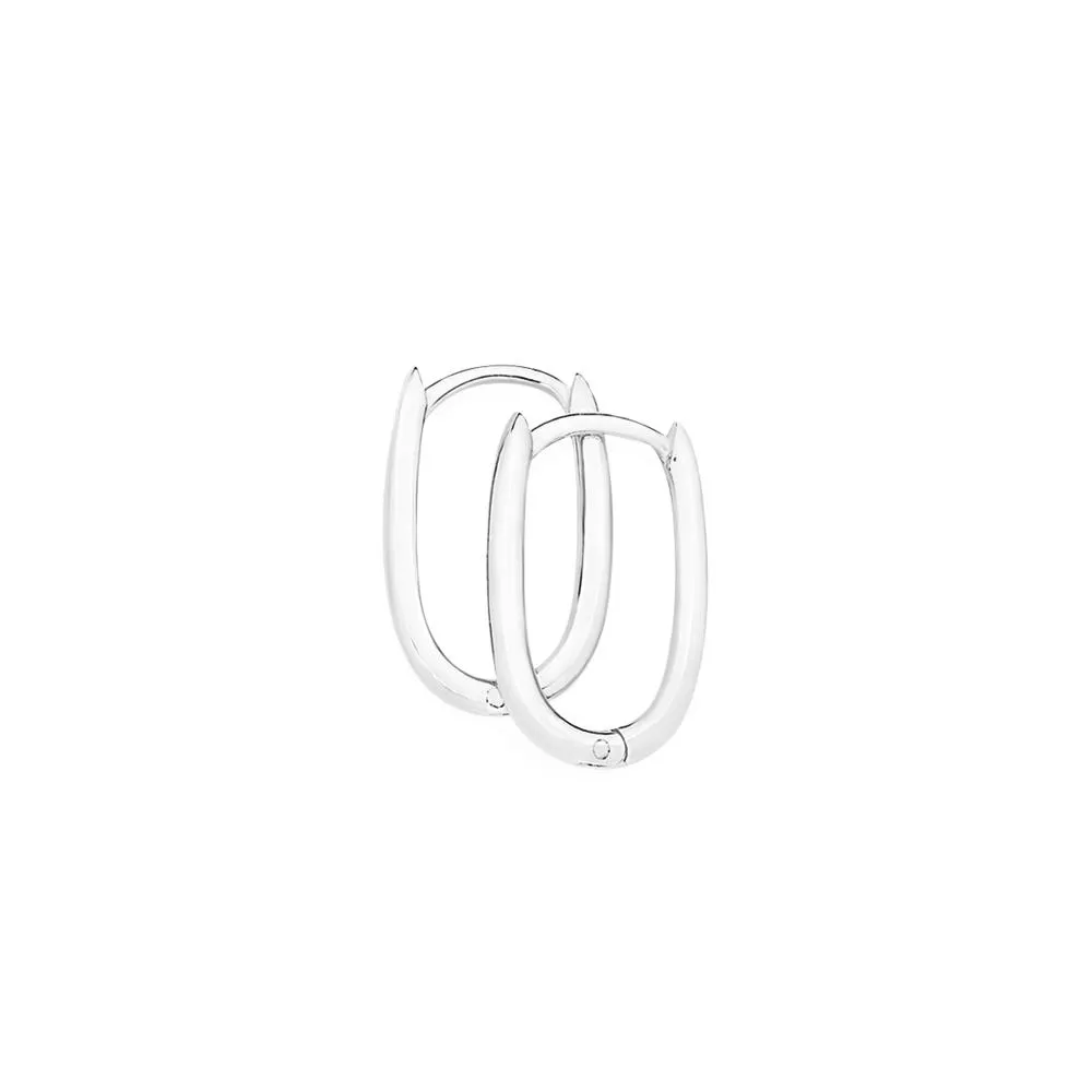 Silver Elongated Fine Huggie Earrings