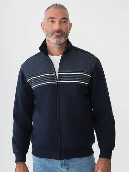 Mens Zip Fleece Top With Chest Panels Blue