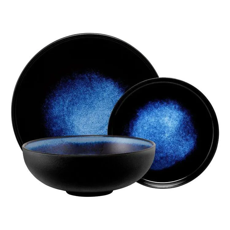 Maxwell & Williams Caviar Midnight Coupe 12-Piece Dinner Set Blue