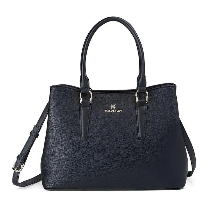 Madison Women's Eve Satchel Tote With Crossbody Strap Black