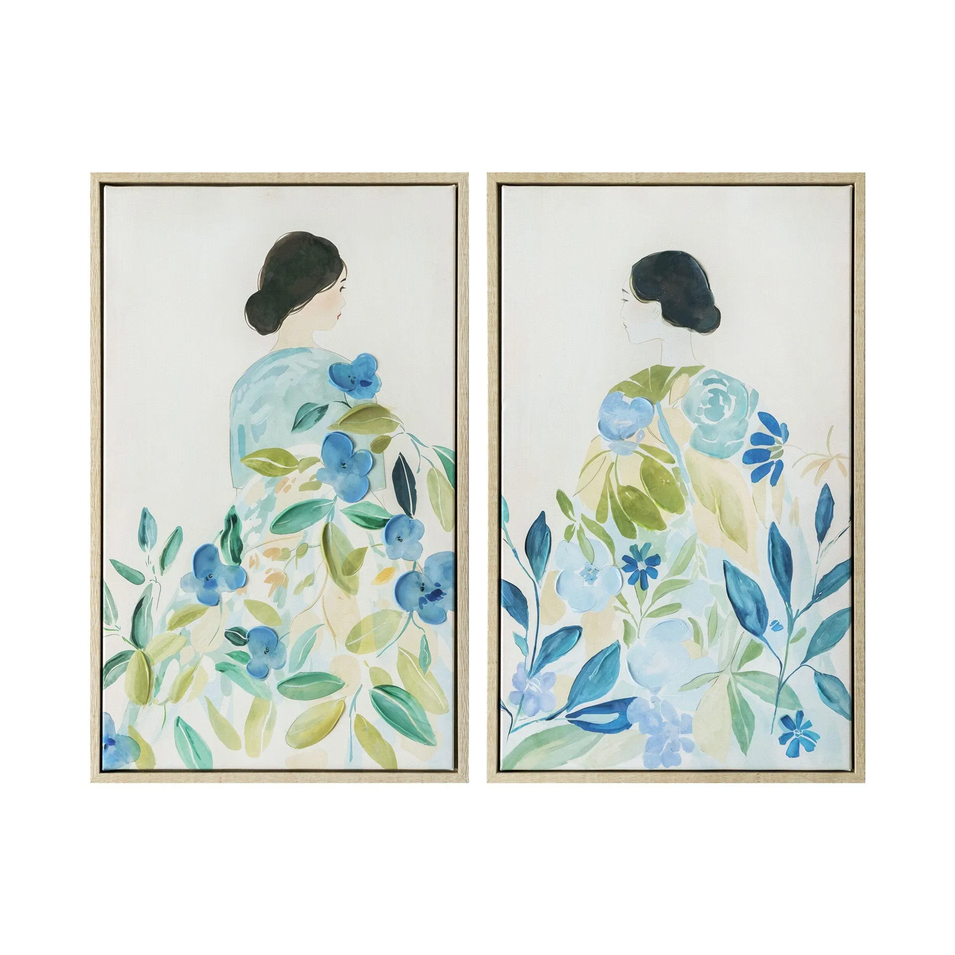 Garden Geisha Framed Textured Print Duo 60x50cm