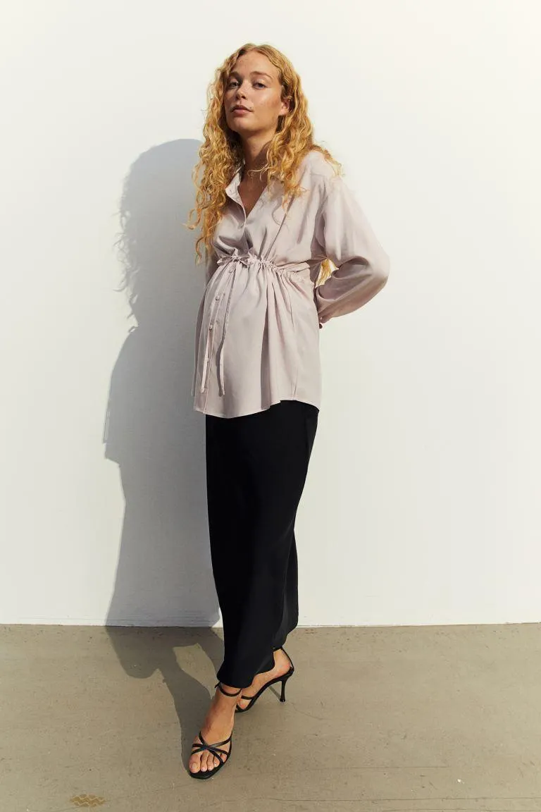 MAMA Tie Belt Blouse