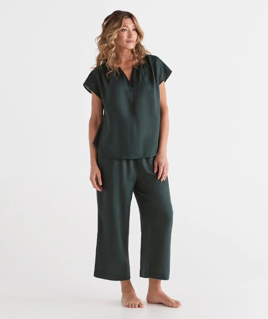 Linen Lounge 3/4 Wide Leg Pant