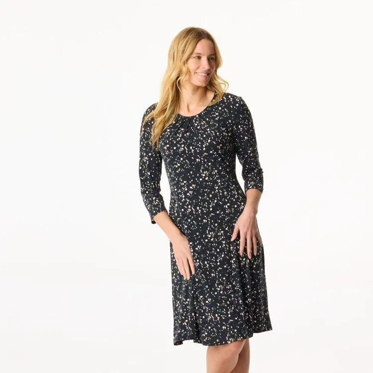 Khoko Smart Jersey Pleat Fit and Flare Pebble Dress Black