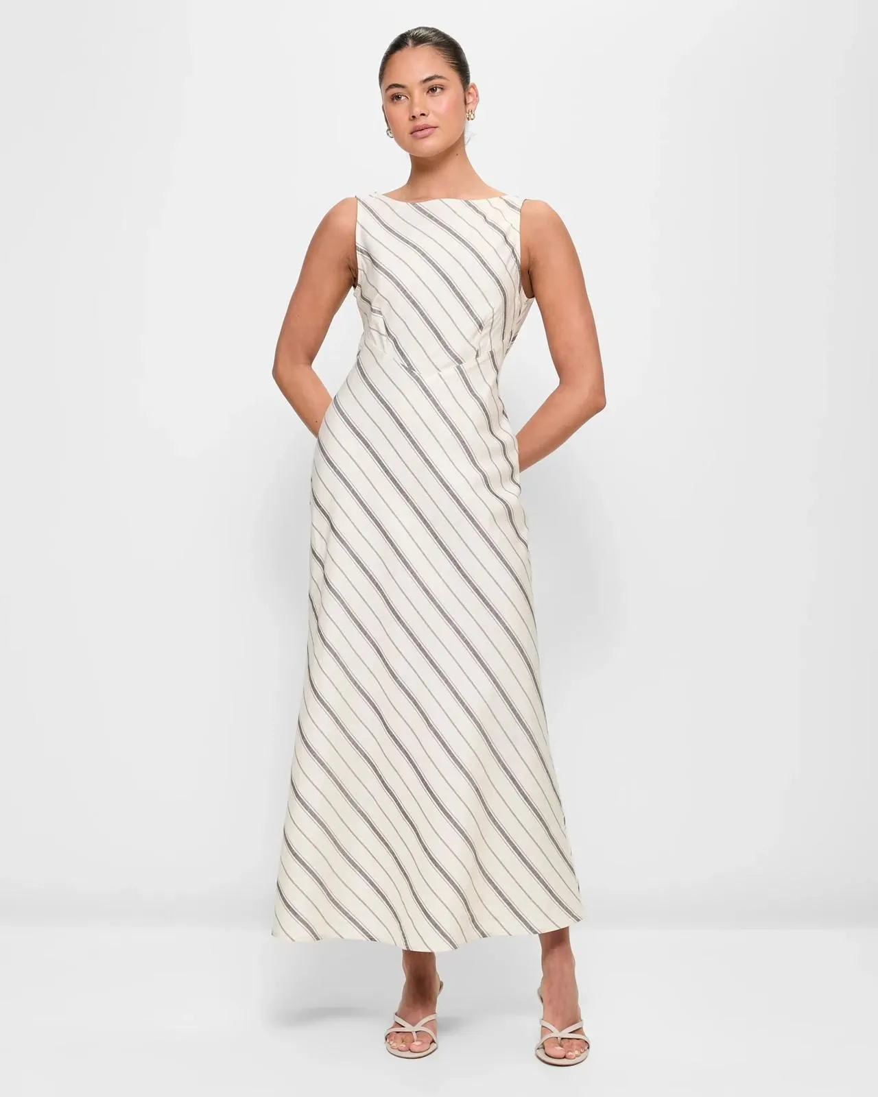 European Linen Blend Low Back Midi Dress - Lily Loves