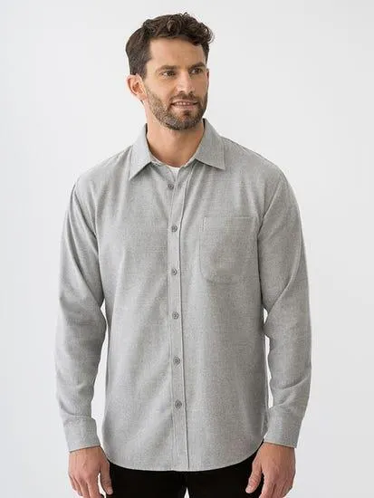 Long Sleeve Premium Brushed Twill Shirt Grey Marle