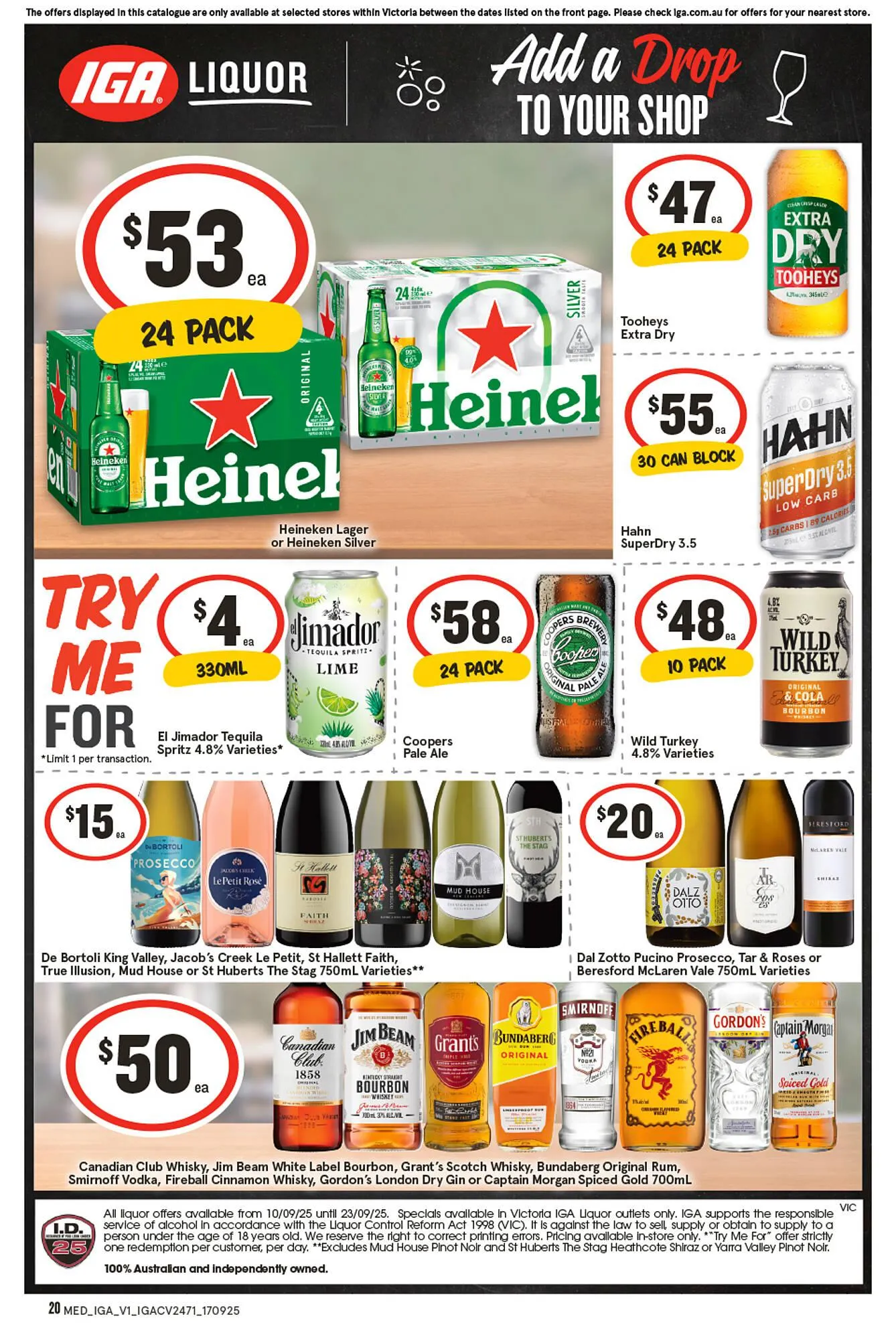 IGA Liquor catalogue - Catalogue valid from 17 September to 23 September 2025 - page 1