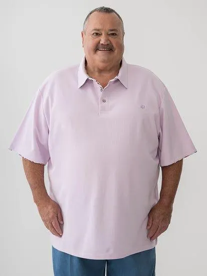 Big Mens Print Trim Polo Pink
