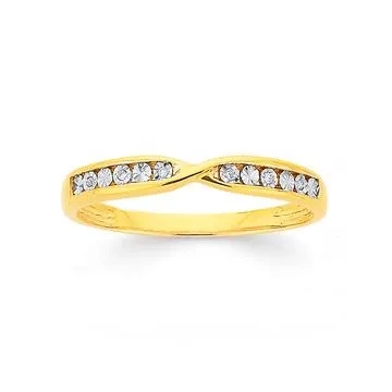 9ct Gold Diamond Crossover Band