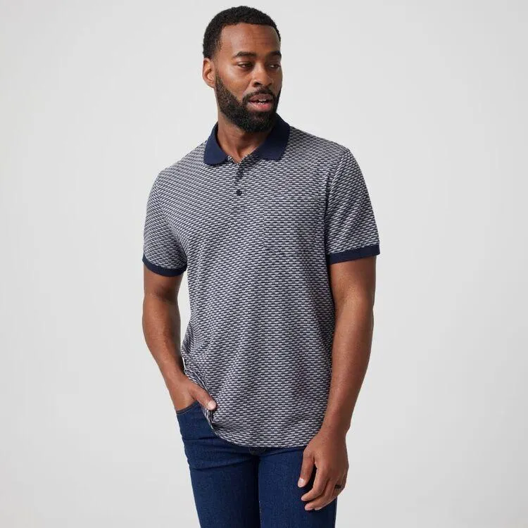 JC Lanyon Men's Pirie Jacquard Jersey Cotton Polo Grey