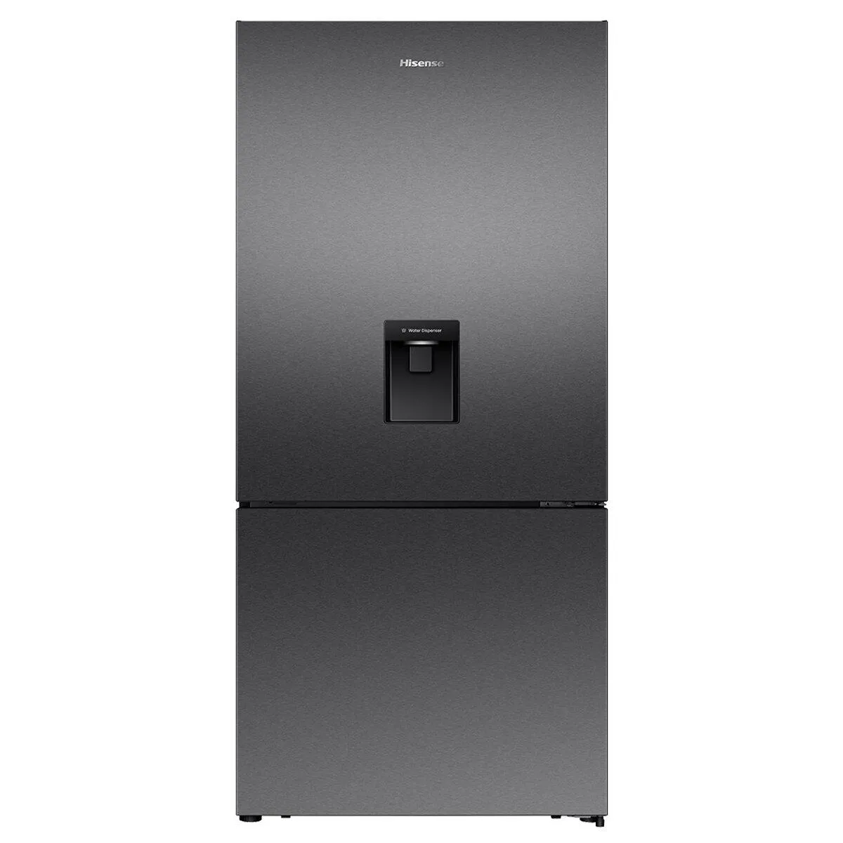 Hisense 500L PureFlat Bottom Mount Refrigerator with Non-plumbed Water Dispenser Dark Stainless Steel HRBM500TBW