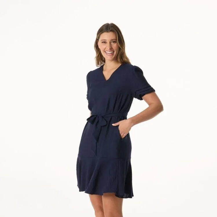 Khoko Smart Women's V Neck Tuck Dress Ink