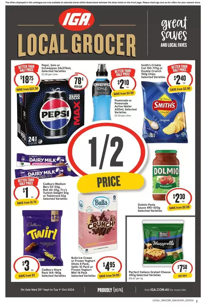 IGA - 1/2 Price - 25/09 - Catalogue valid from 25 September to 1 October 2024 - page 1