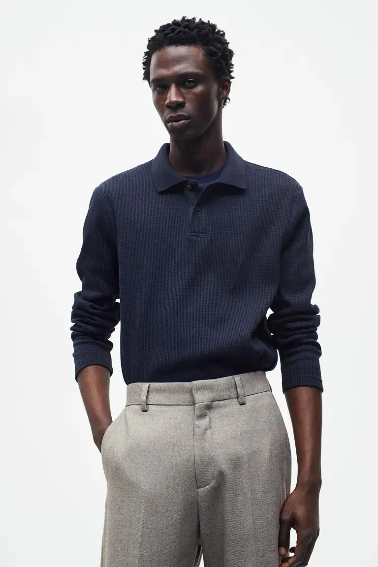 Slim Fit Waffled Polo Shirt