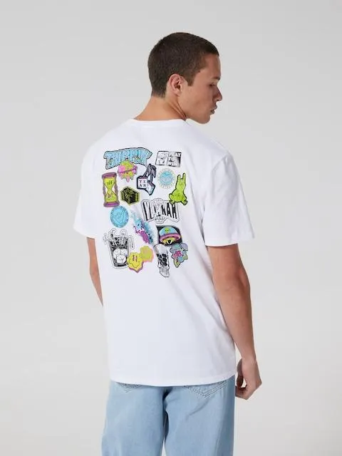 White Trend Sticker Short Sleeve Tee